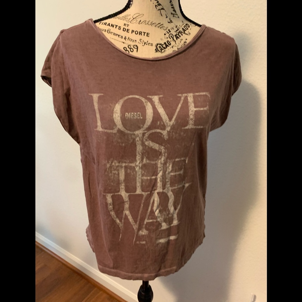 Diesel Pink Graphic Women's Top "Love Is The Way"